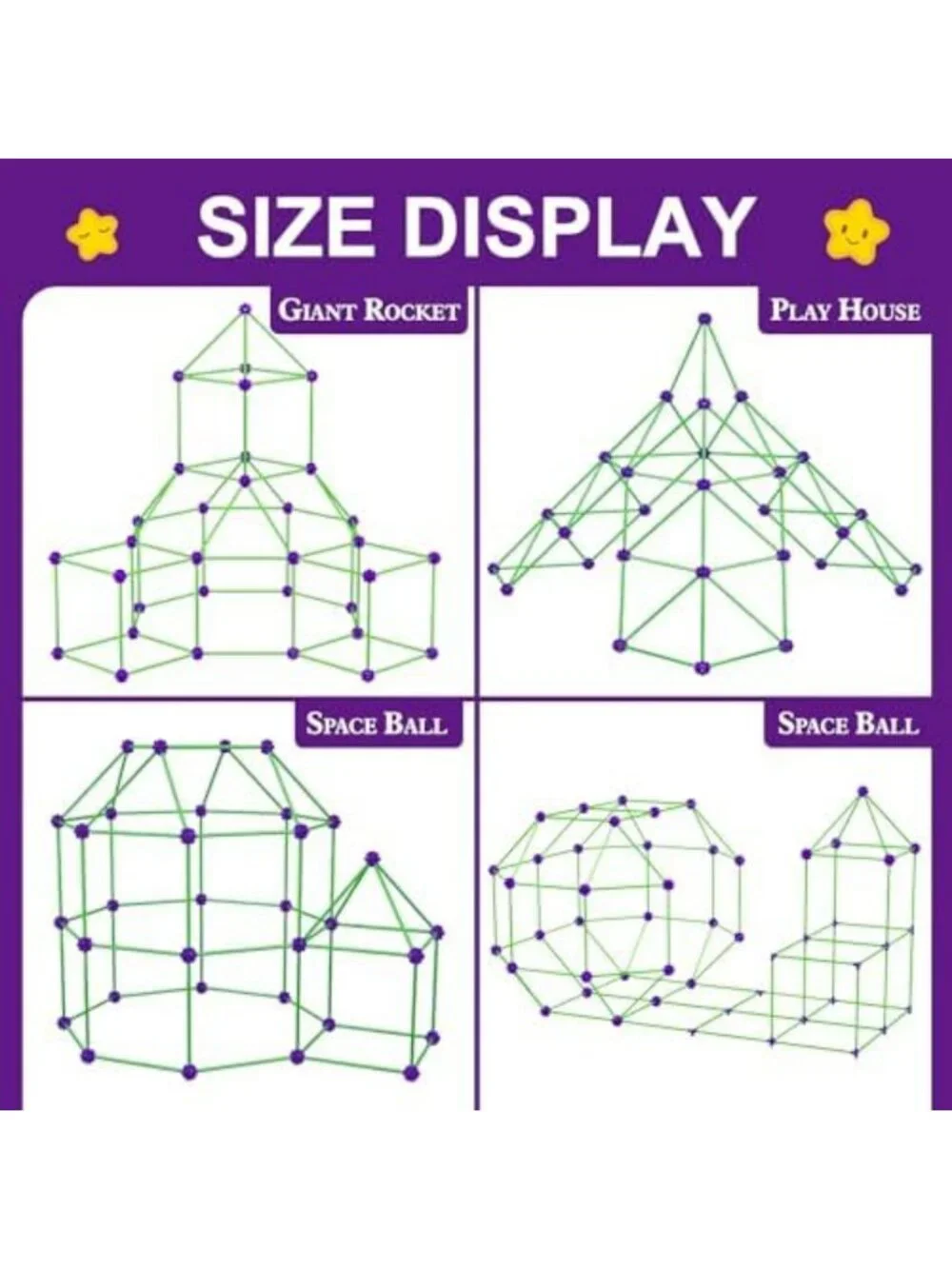 Glow in the Dark Fort Building Kit - STEM Construction Toy, 140 Pcs for Kids